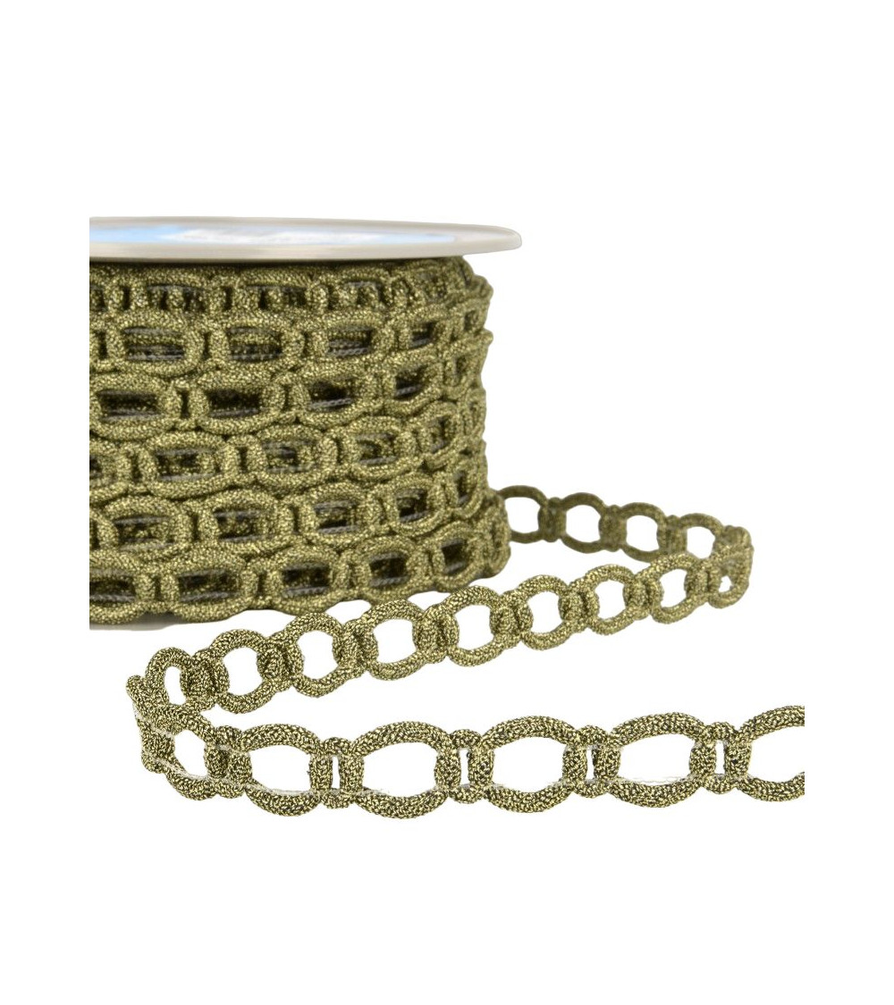 20m spool of polyester and metal link braid 13 mm Gold and black