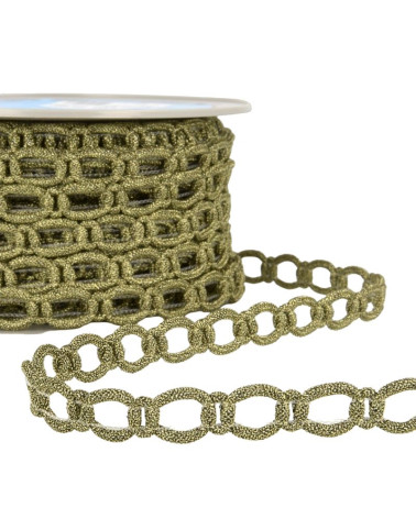 20m spool of polyester and metal link braid 13 mm Gold and black