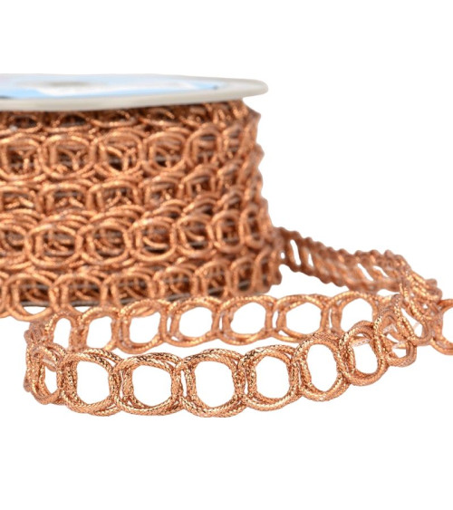 20m reel Cotton and metal link braid 17 mm Rust