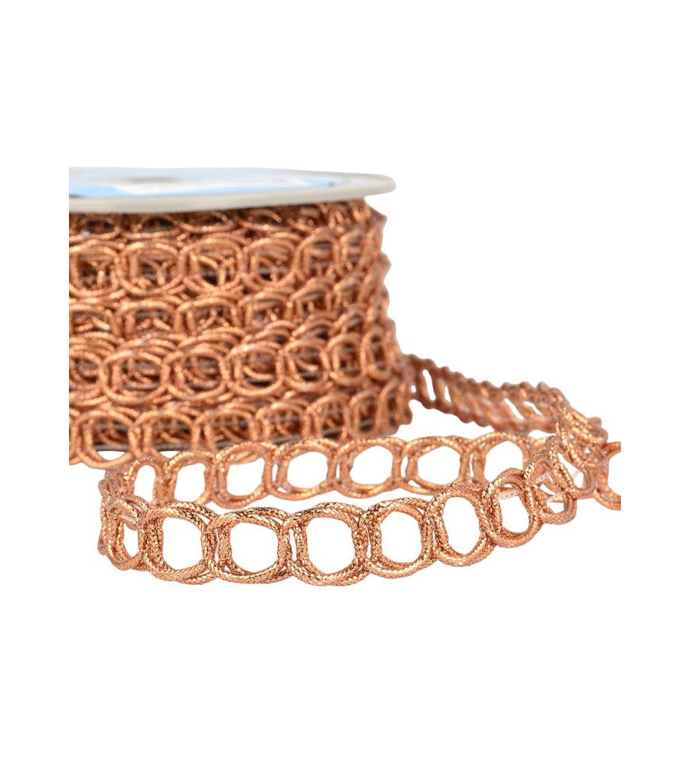 20m reel of cotton and metal link braid 17 mm Rust