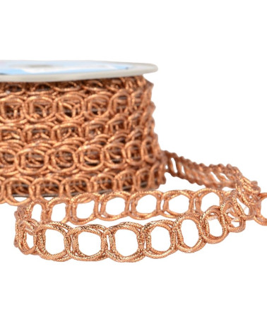 20m reel Cotton and metal link braid 17 mm Rust