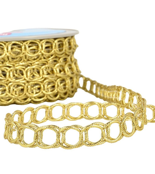20m reel Cotton and metal link braid 17 mm Gold
