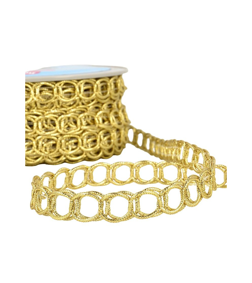 20m spool of cotton and metal link braid 17 mm Gold