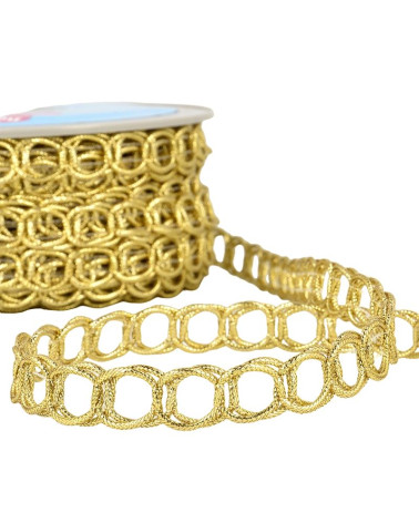 20m spool of cotton and metal link braid 17 mm Gold