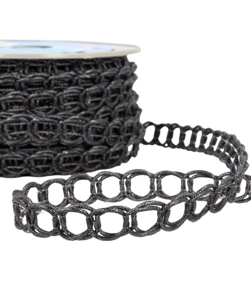 20m reel Cotton and metal link braid 17mm Black