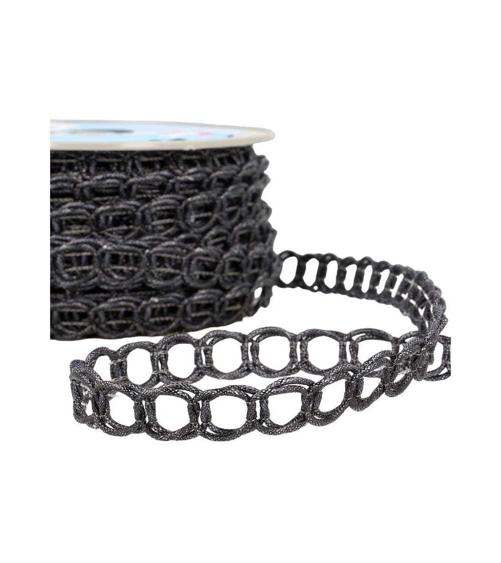 20m reel of cotton and metal link braid 17 mm Black