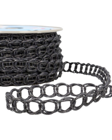 20m reel of cotton and metal link braid 17 mm Black