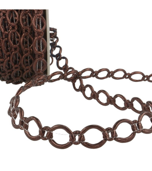 20m reel Polyester and metal link braid 16 mm Chocolate Brown