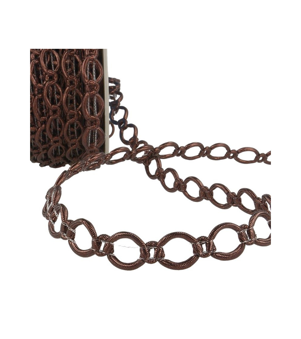 20m spool of polyester and metal link braid 16 mm Chocolate Brown