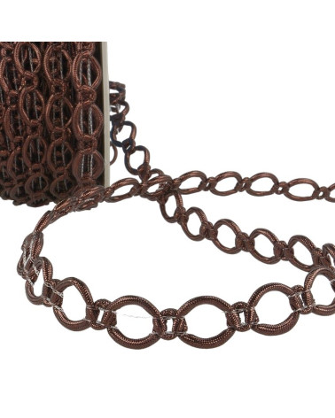 20m spool of polyester and metal link braid 16 mm Chocolate Brown
