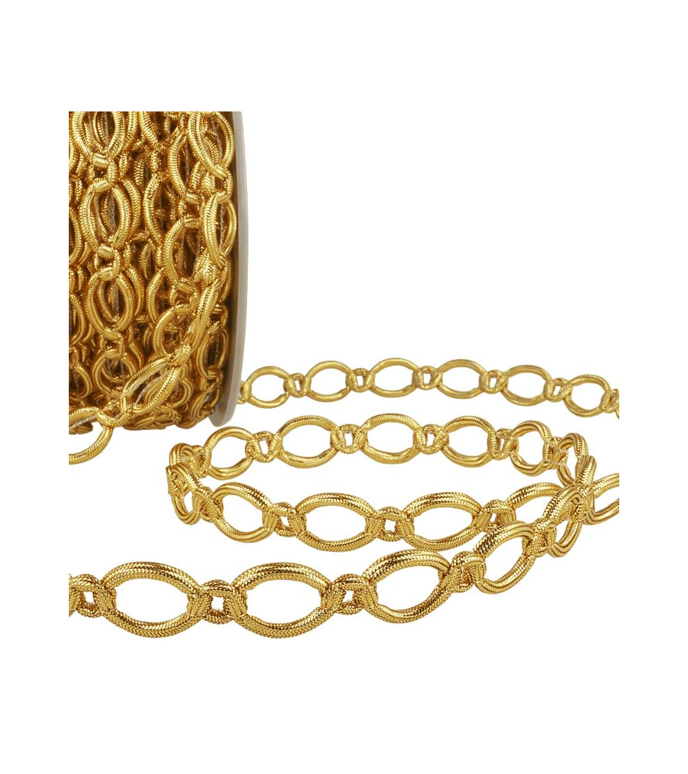20m reel of polyester and metal link braid 16 mm Gold