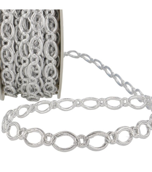 20m reel Polyester and metal link braid 16 mm Silver