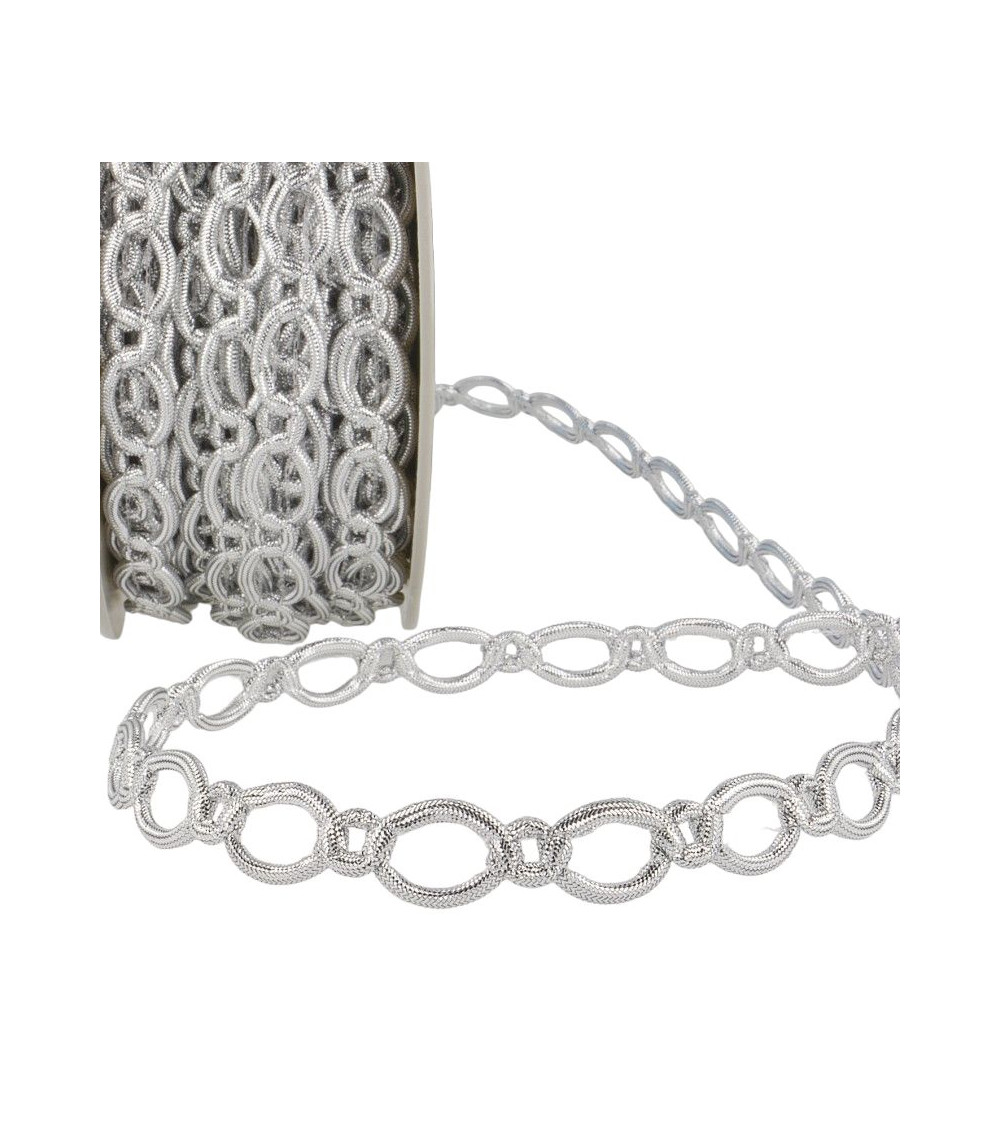 20m spool of polyester and metal link braid 16 mm Silver