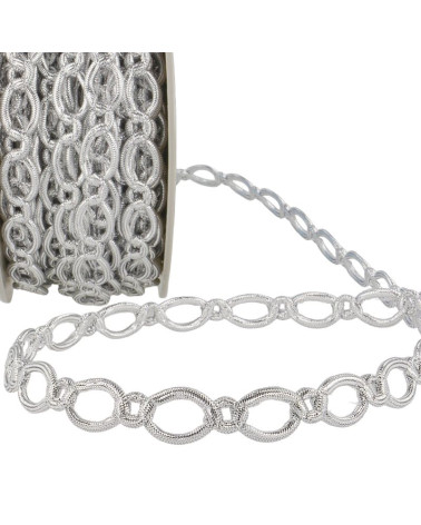 20m spool of polyester and metal link braid 16 mm Silver