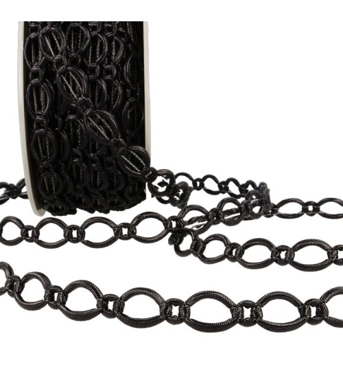 20m reel Polyester and metal link braid 16 mm Black