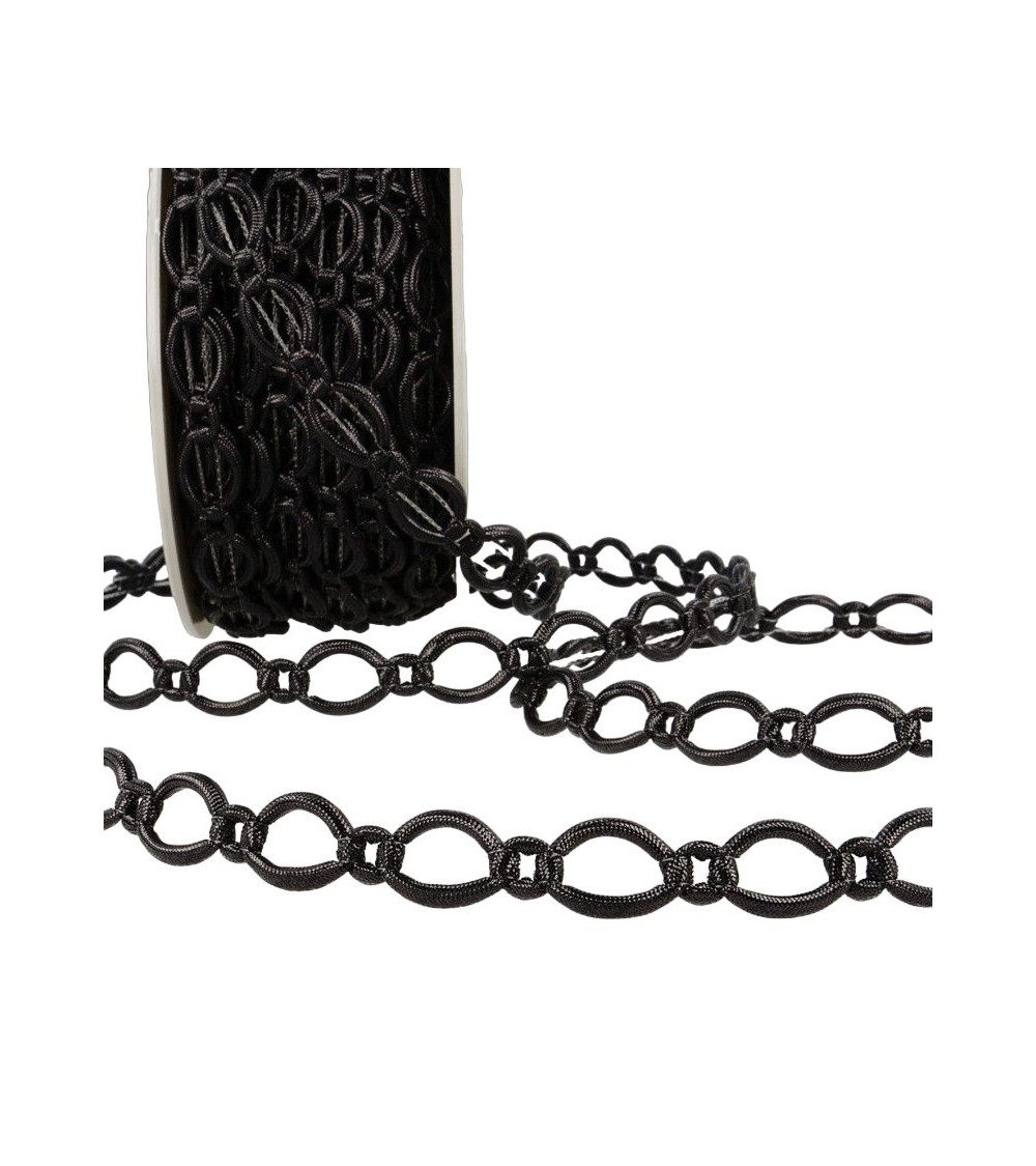 20m reel of polyester and metal link braid 16 mm Black