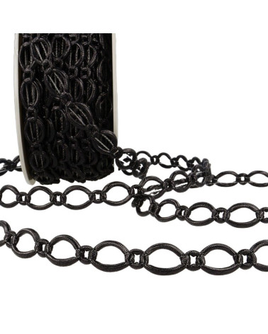 20m reel of polyester and metal link braid 16 mm Black