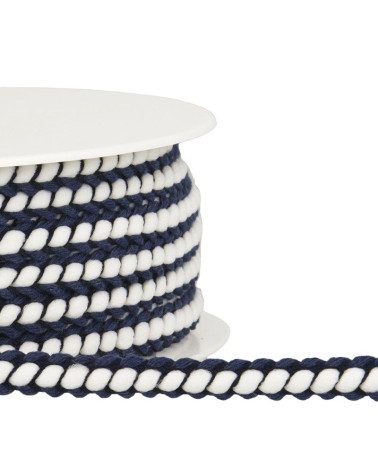 Bobina da 25 m Treccia intrecciata da 10 mm Blu navy e bianco