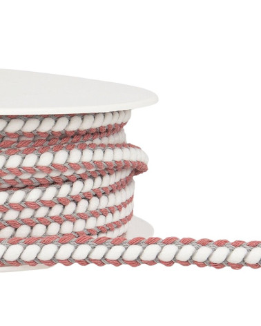Bobina da 25 m Treccia intrecciata 10 mm Rosa antico e grigio