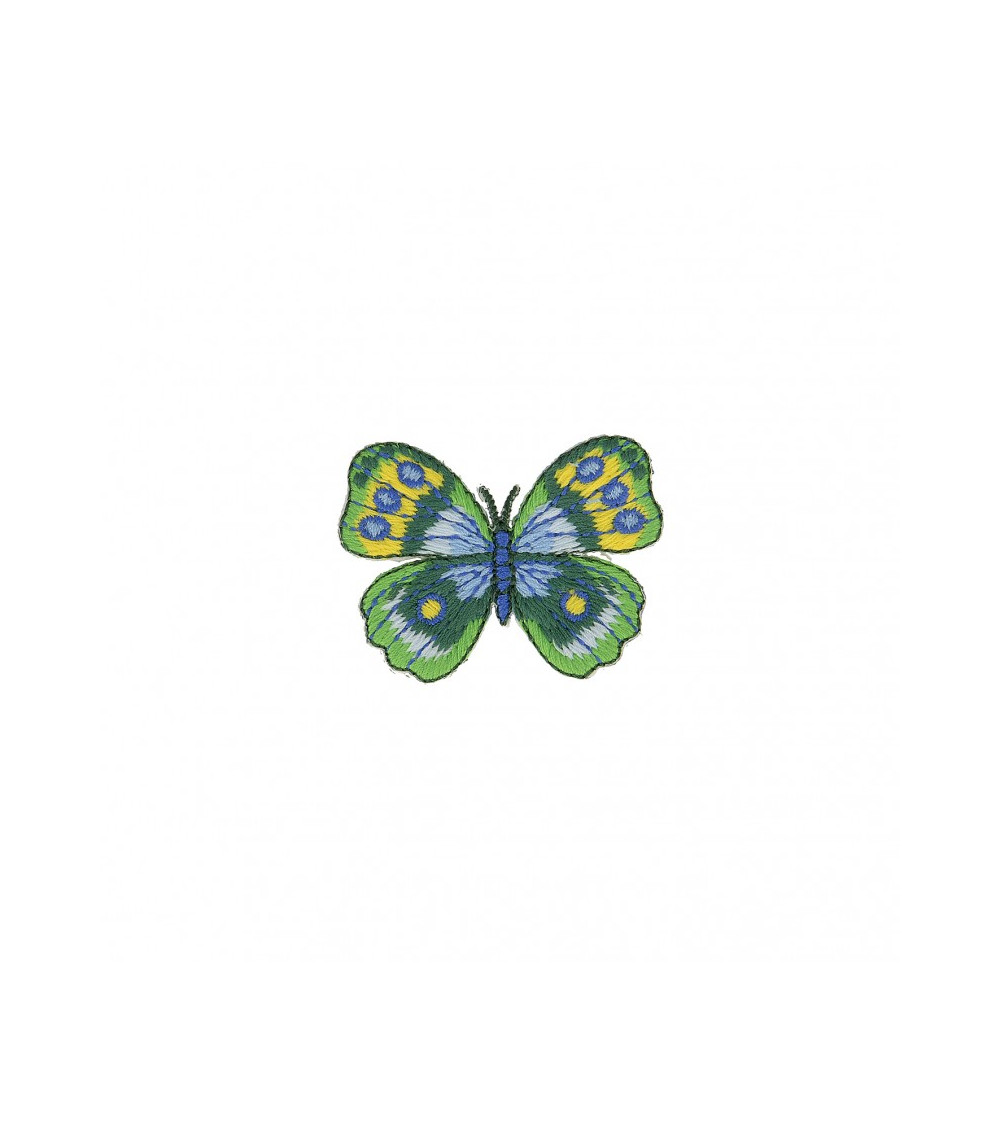Set of 3 iron-on patches Butterfly green blue 4cm x 4.5cm