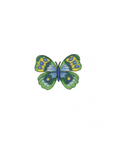 Lot de 3 écussons thermocollants Papillon vert bleu 4cm x 4,5cm
