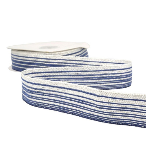 15m reel Galon lines 26 mm Silver and Navy blue