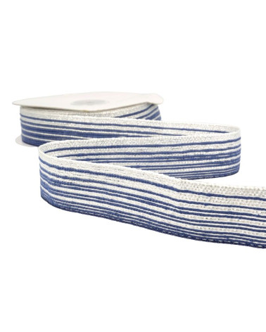 Bobina da 15 m Linee Galon da 26 mm Argento e Blu navy