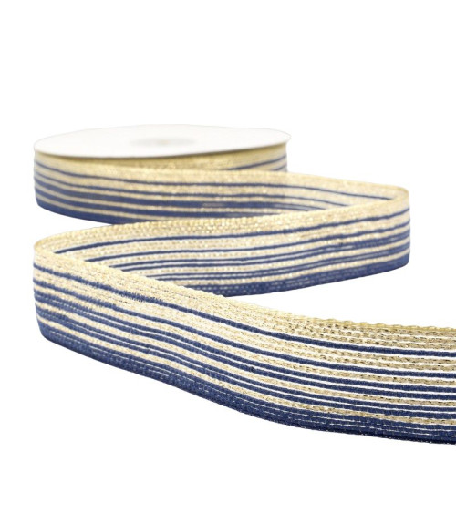 15m reel Galon lines 26 mm Gold and Navy blue