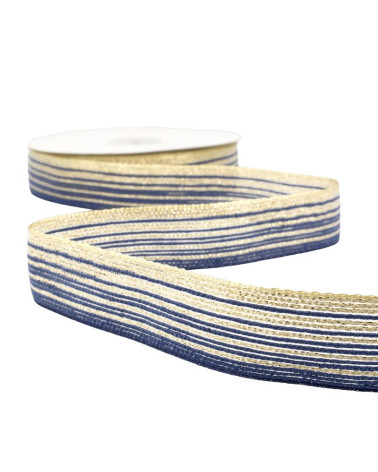 15m reel of 26mm gold and navy blue braid lines
