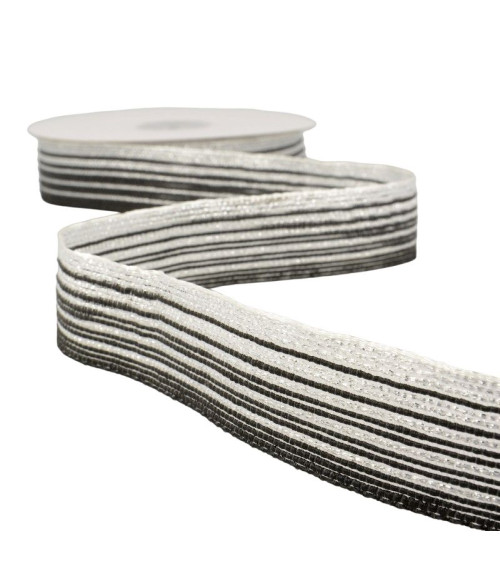 15m reel Galon lines 26 mm Silver and black