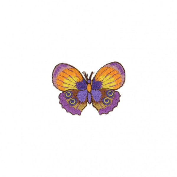 Lot de 3 écussons thermocollants Papillon violet jaune 4cm x 4cm