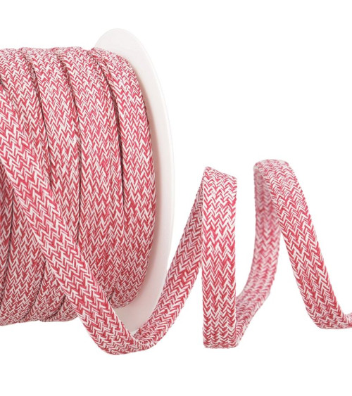 Bobine 25m Tresse chinée tubulaire 12 mm Rose framboise