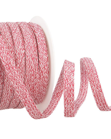 Bobine 25m Tresse chinée tubulaire 12 mm Rose framboise