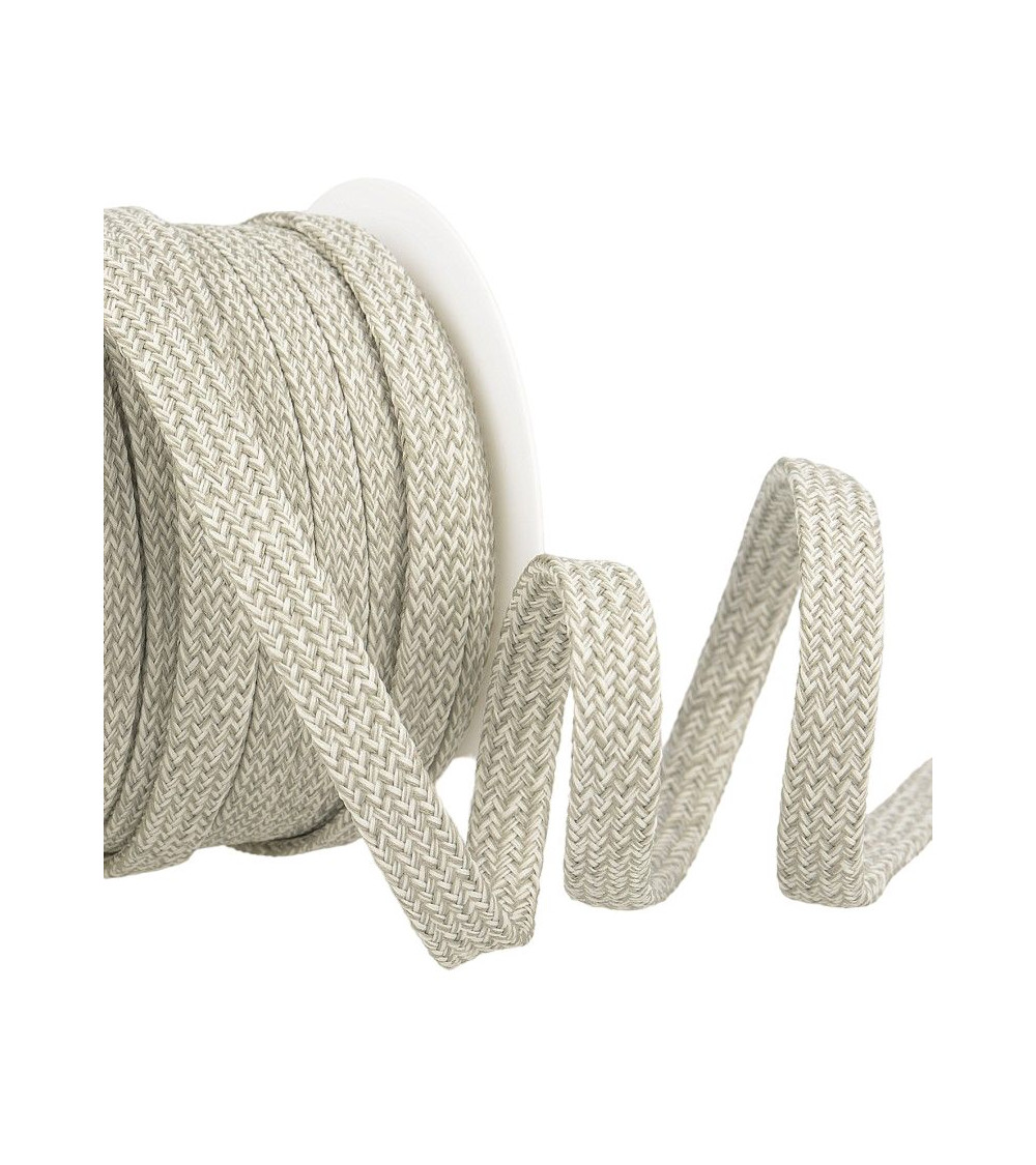 Bobine 25m Tresse chinée tubulaire 12 mm Gris Clair