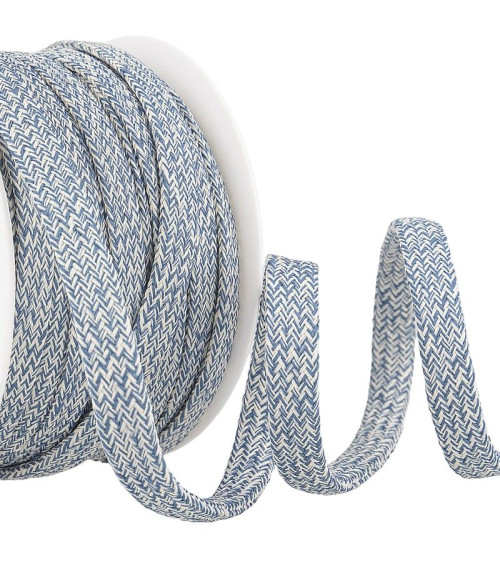 Bobine 25m Tresse chinée tubulaire 12 mm Bleu marine