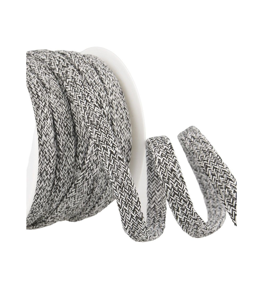 25-m-Spule. Meliertes Schlauchgeflecht, 12 mm, Schwarz