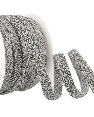 Bobine 25m Tresse chinée tubulaire 12 mm Noir