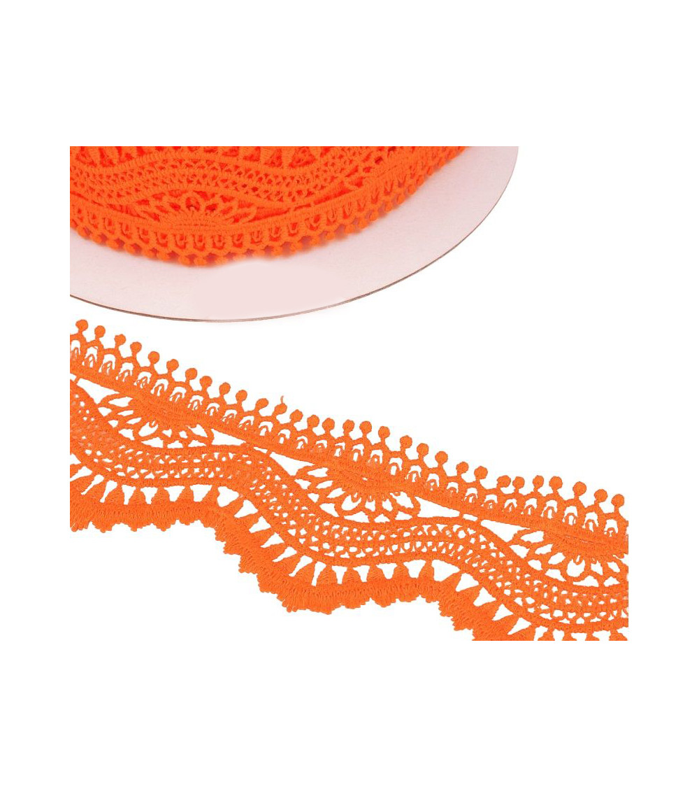13.7m spool Guipure wave 60mm Fluorescent orange