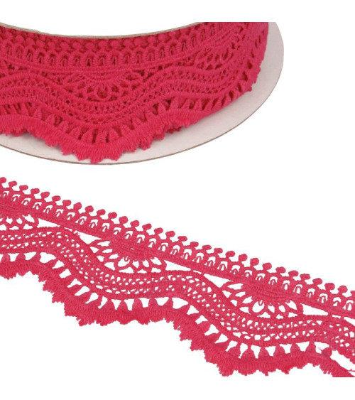 Spool 13.7m Guipure wave 60mm Raspberry pink