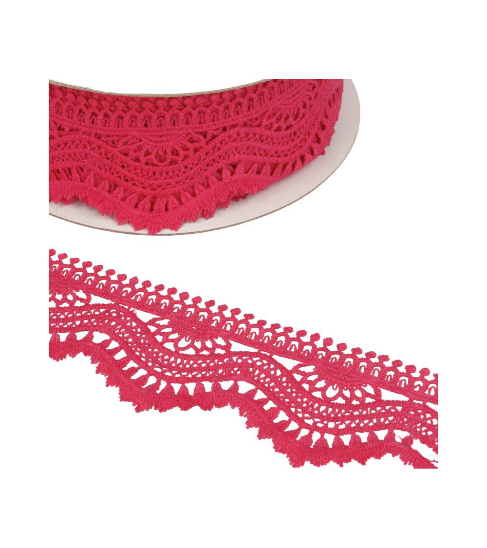 Bobina 13,7 m Guipure wave 60 mm Rosa lampone