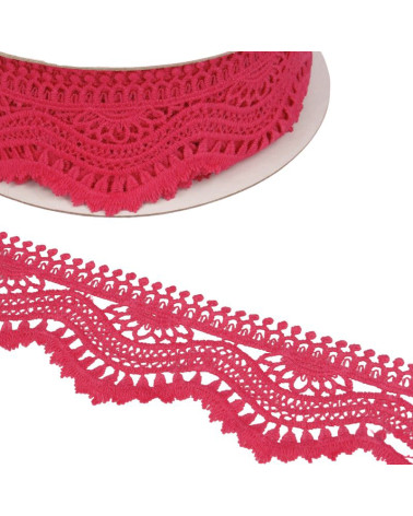 13.7m spool of 60mm raspberry pink wave guipure