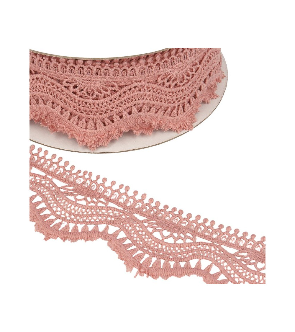 Bobina 13,7m Guipure vague 60mm Rosa Claro