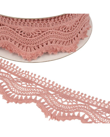 Bobina 13,7m Guipure vague 60mm Rosa Claro