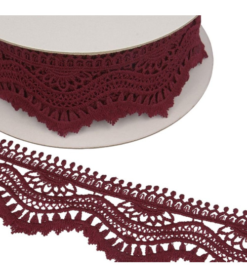 Spool 13.7m Guipure wave 60mm Bordeaux