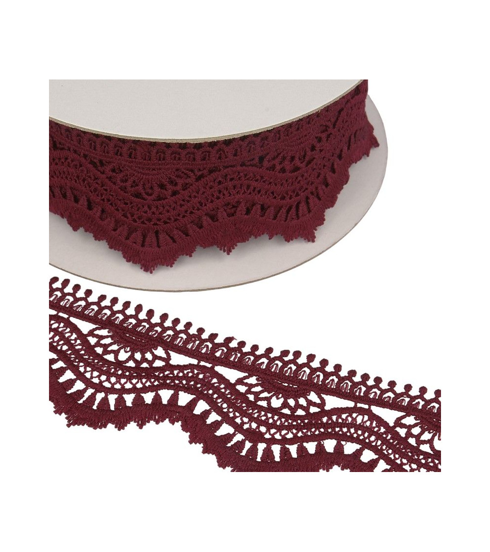 Spool 13.7m Guipure wave 60mm Bordeaux