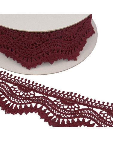 Bobina da 13,7 m Guipure wave 60 mm Bordeaux