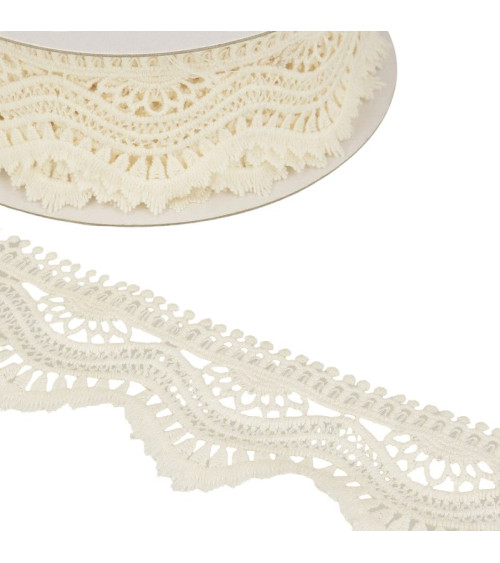Spool 13.7m Guipure wave 60mm Ecru