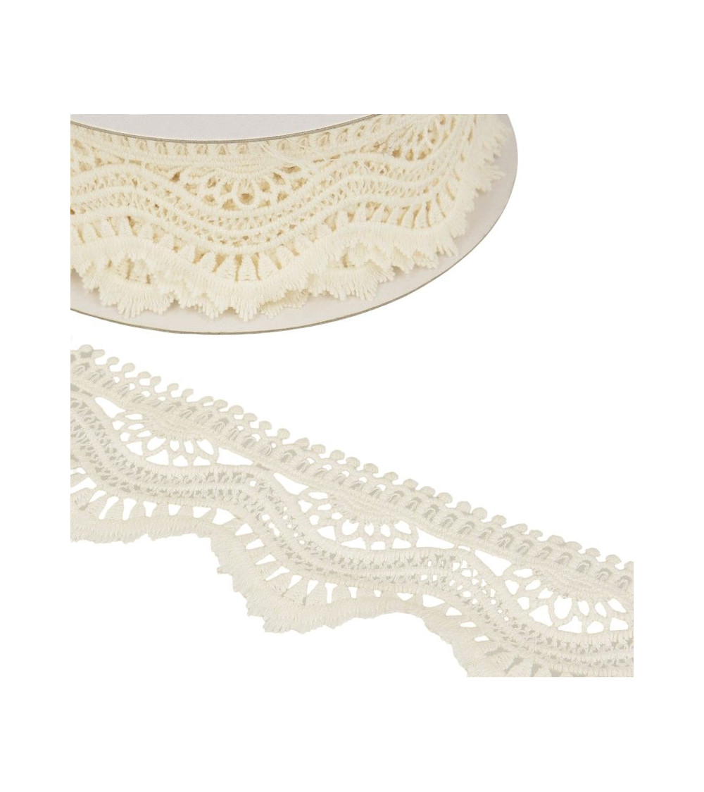 Spool 13.7m Guipure wave 60mm Ecru