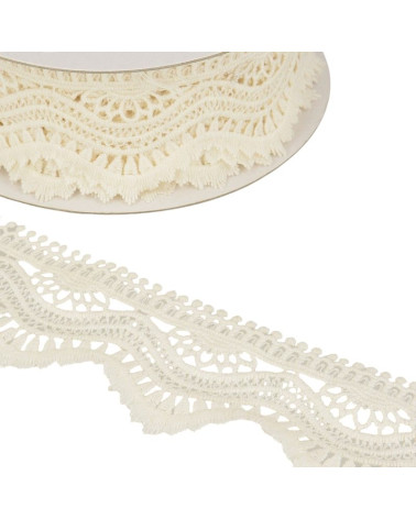 Spool 13.7m Guipure wave 60mm Ecru