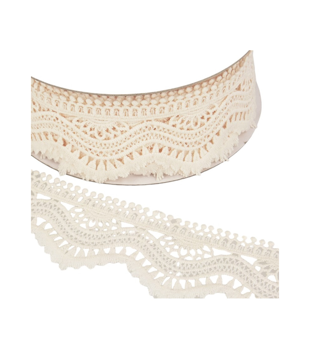 Spule 13,7m Guipure vague 60mm Beige